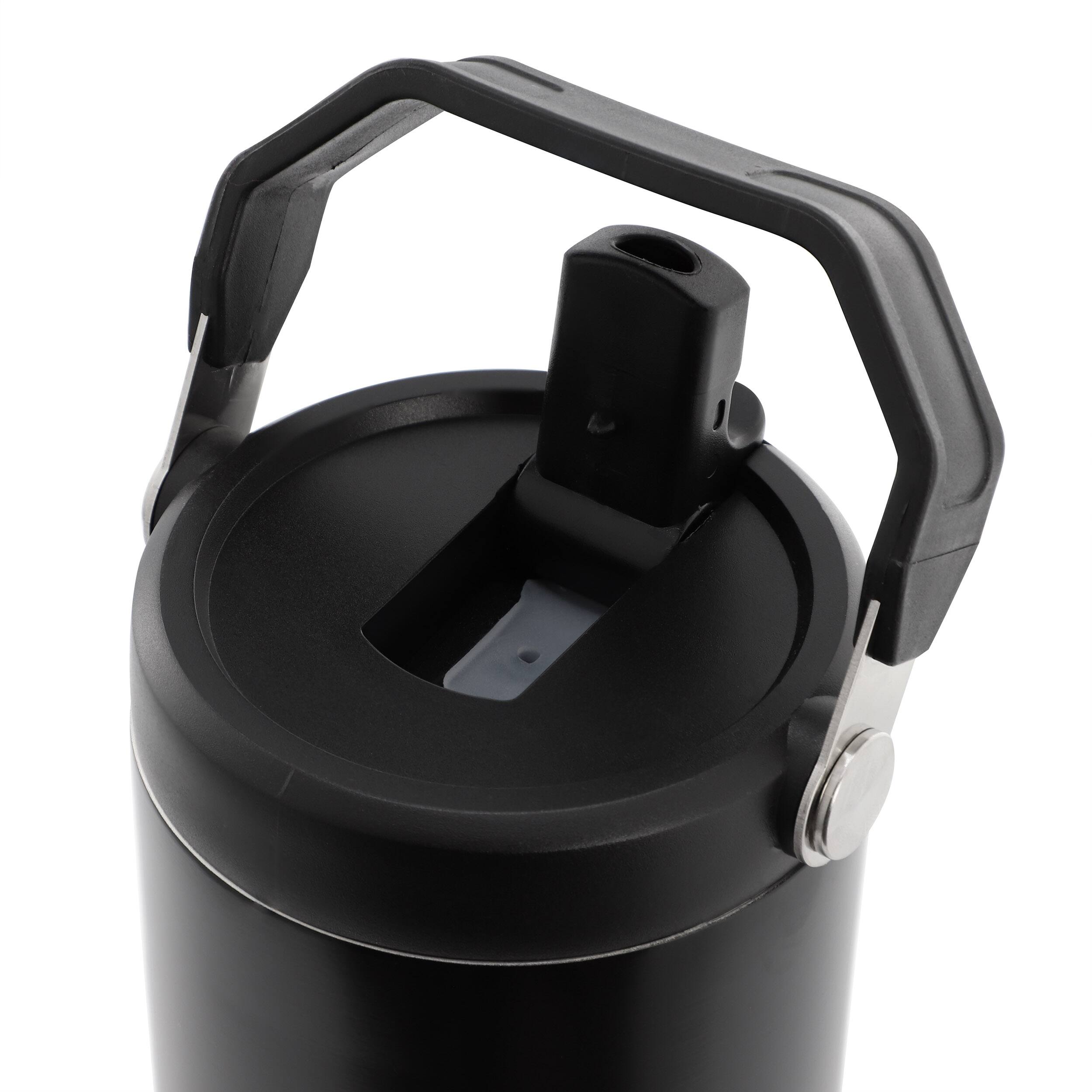 Angle. Gibson - Gibson Home 29oz Marina Stainless Steel Thermal Tumbler with Top Handle and Folding Straw in Black - Black.