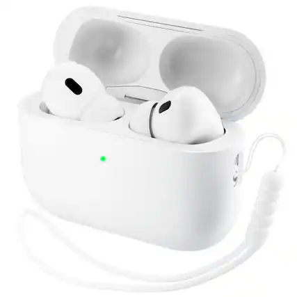 Front. Ornarto - ORNARTO Compatible with AirPods Pro 3 Case 2025, Full Protective Silicone with Front LED Visible Skin Case-White - White.
