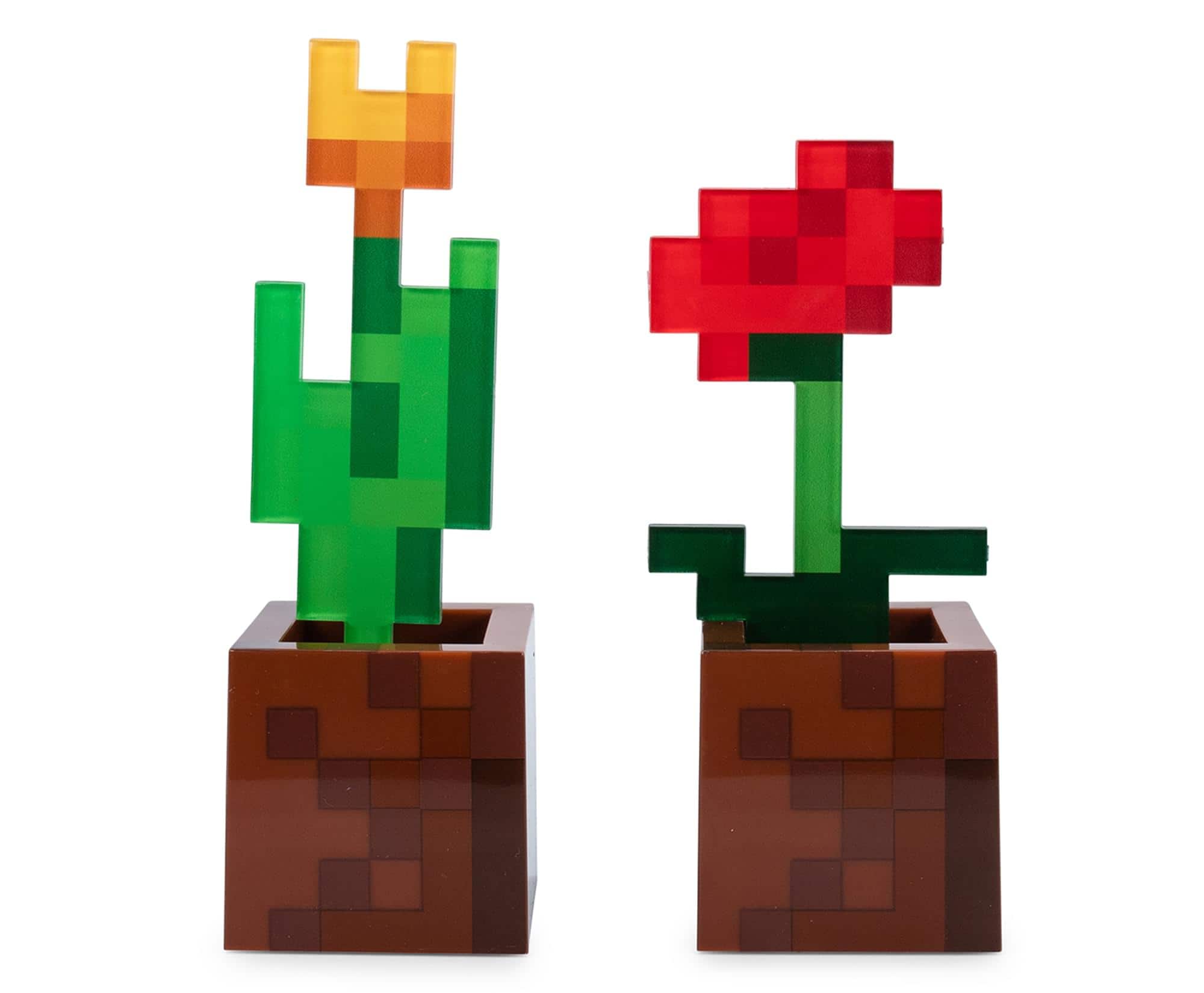 Ukonic - Minecraft Orange Tulip and Poppy Flower Pot Mood Lights | Set of 2 - Brown
