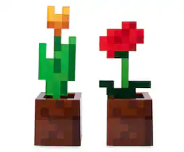 Ukonic - Minecraft Orange Tulip and Poppy Flower Pot Mood Lights | Set of 2 - Brown
