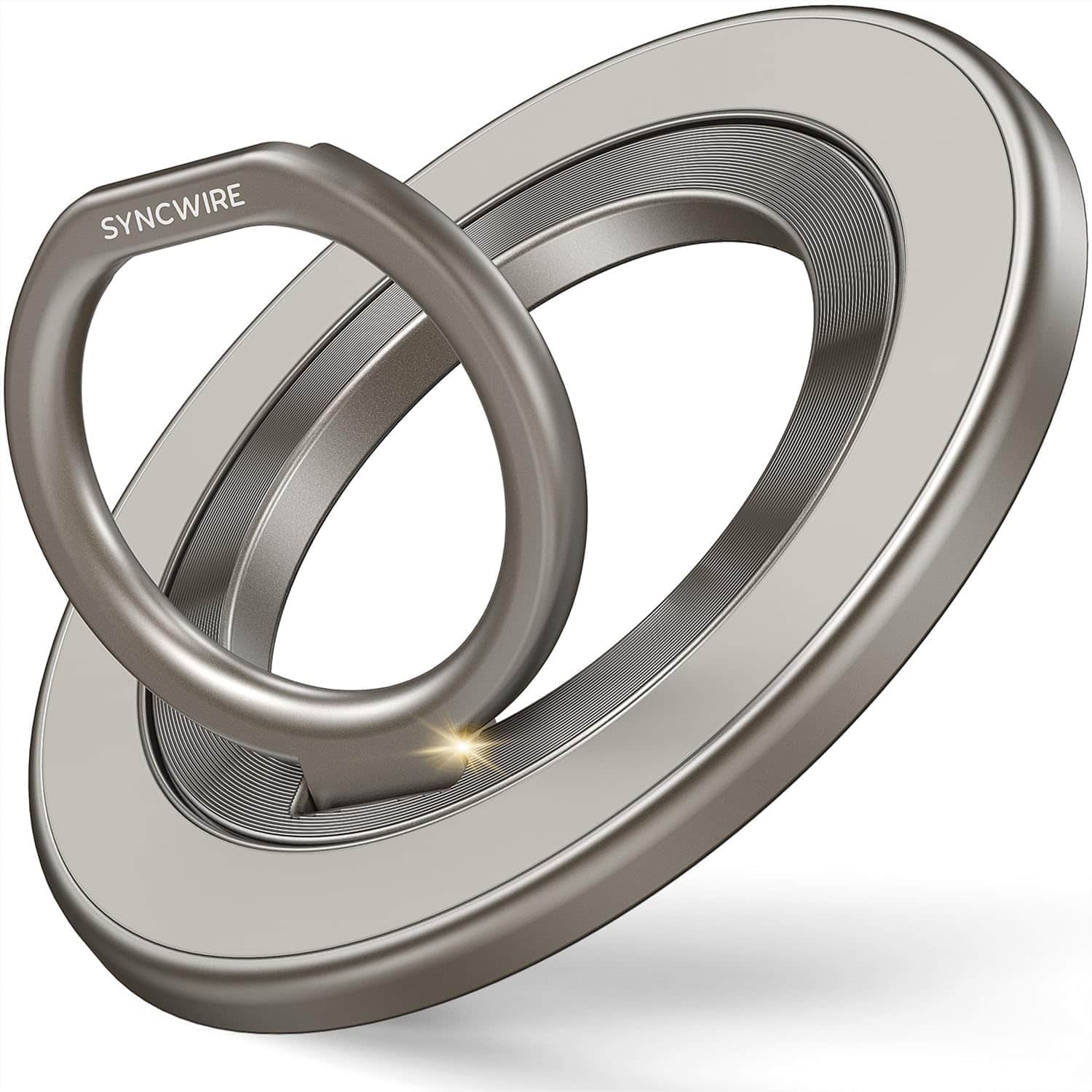 Front. Syncwire - MagSafe Phone Grip, 360° Rotation, Double-Sided Magnet, Magnetic Phone Ring Holder - Titanium.