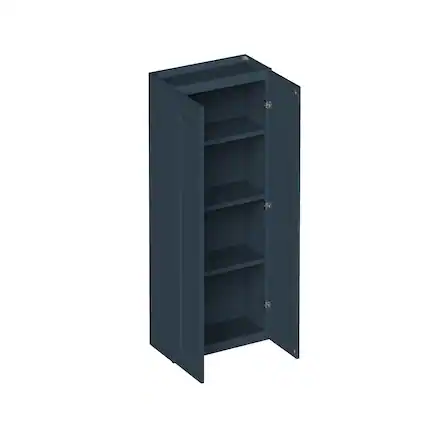 Front. Boyel Living - 27-in W x 42-in H x 12-in D Shaker RTA Kitchen Wall Cabinet with Soft-Close - Charcoal Blue.