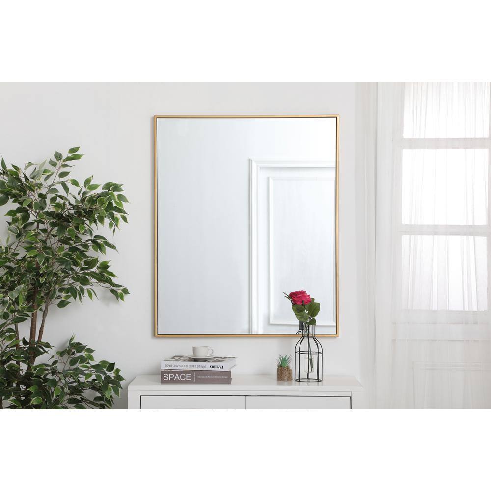 Elegant Decor - Metal frame rectangle mirror 30 inch - Brass