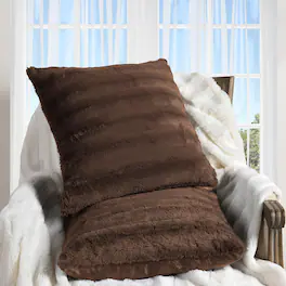 Cheer Collection - Set of 2 Faux Fur Throw Pillows 22" X 22" - Chocolate
