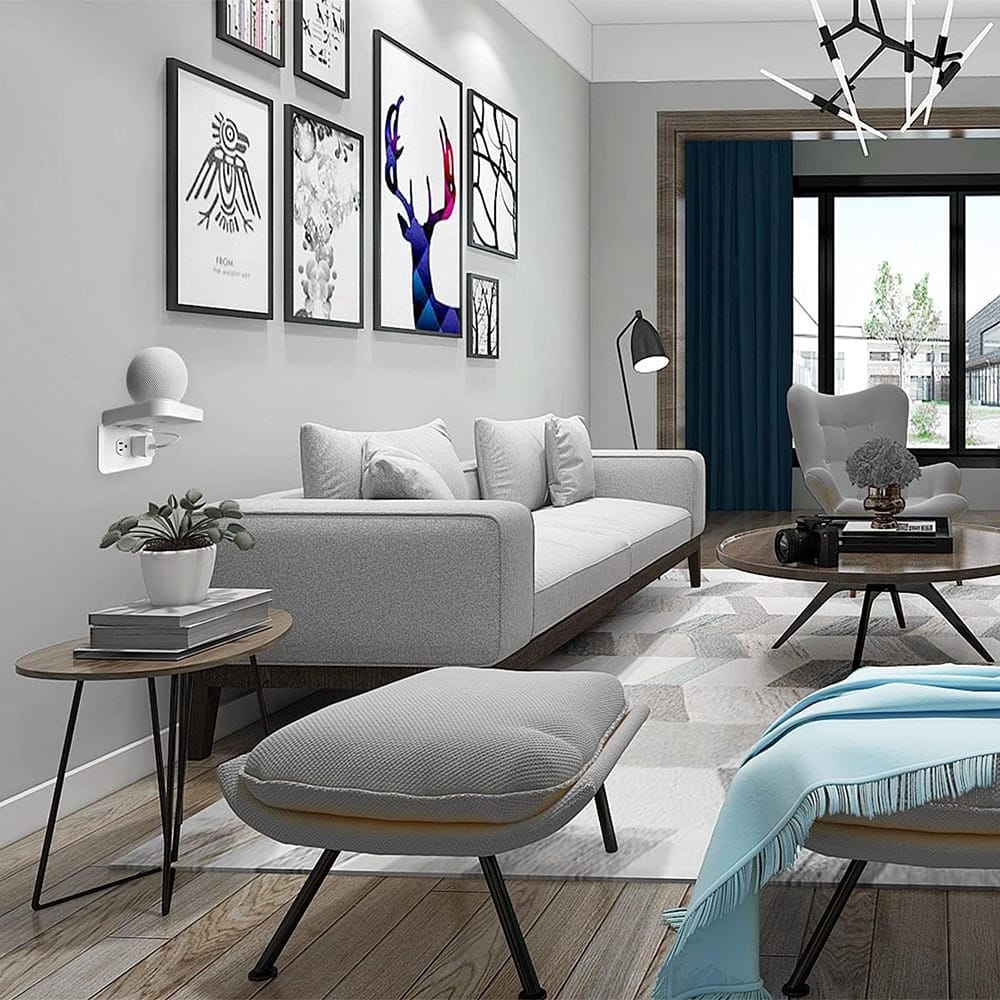 RTMB - Wall Outlet Shelf,Bathroom Wall Shelves with Cord Storage,Smart Home Organizer,Wall Mount for Google Home,Homepod Mini,E