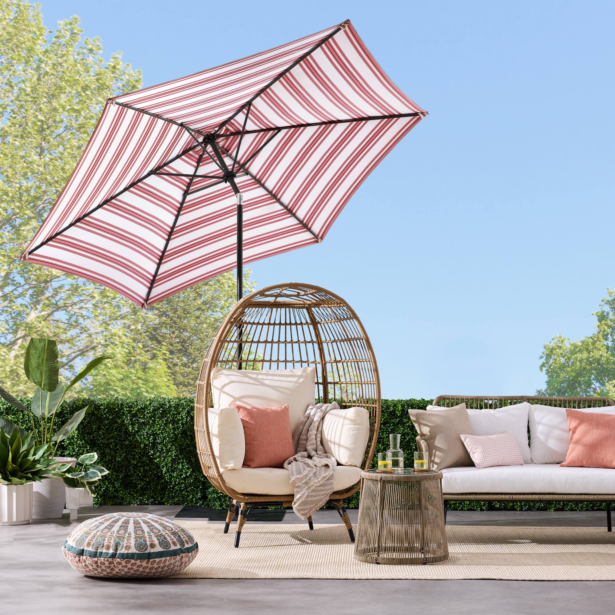 Alt View 1. Best Choice Products - Best Choice Products 10ft Outdoor Steel Market Patio Umbrella w/ Crank, Tilt Push Button, 6 Ribs - Striped Burgundy - Striped Burgundy.