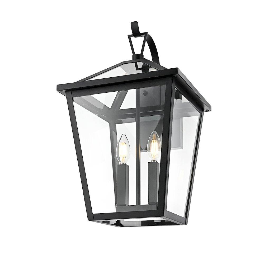Left. Elegant Lighting - Frankford 7 inch Outdoor Pendant in Black - Black.