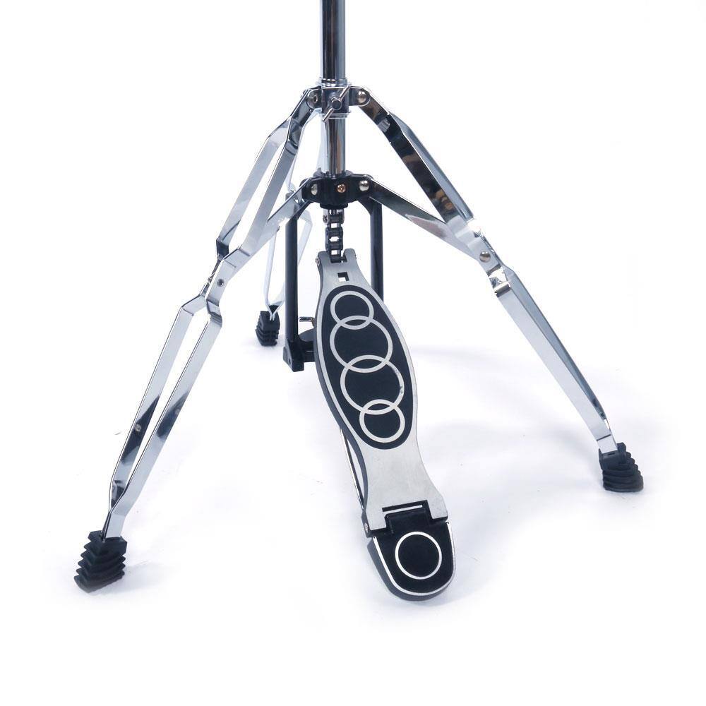 Back. Winado - Drum HI-HAT Cymbal Stand Double Braced Chrome High Hat Silver & Black.