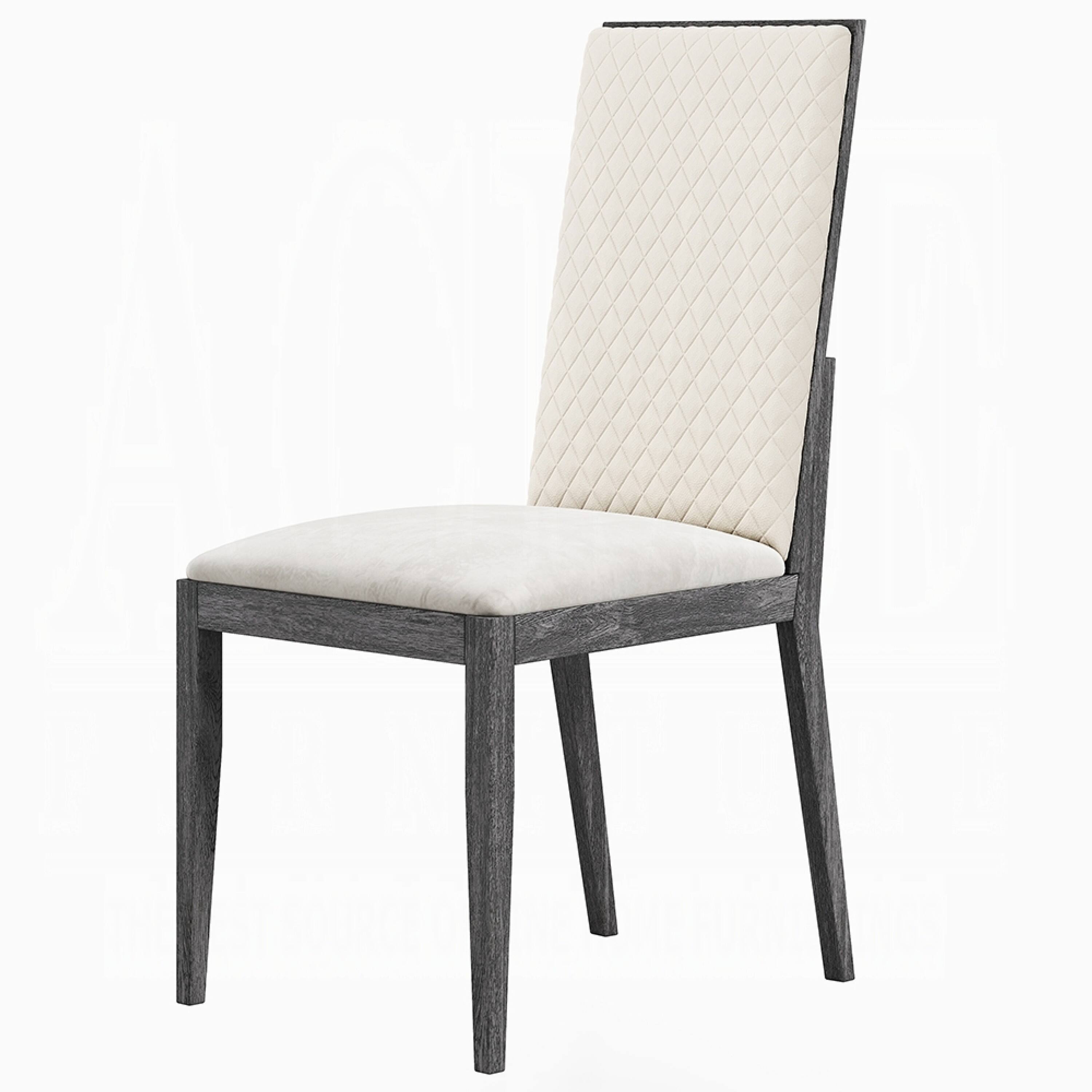 Alt View 2. Manhattan Lane - Veny Dining Side Chair Set of 2, Quilted Gray Synthetic Leather Back - Gray, Dark Walnut Brown.