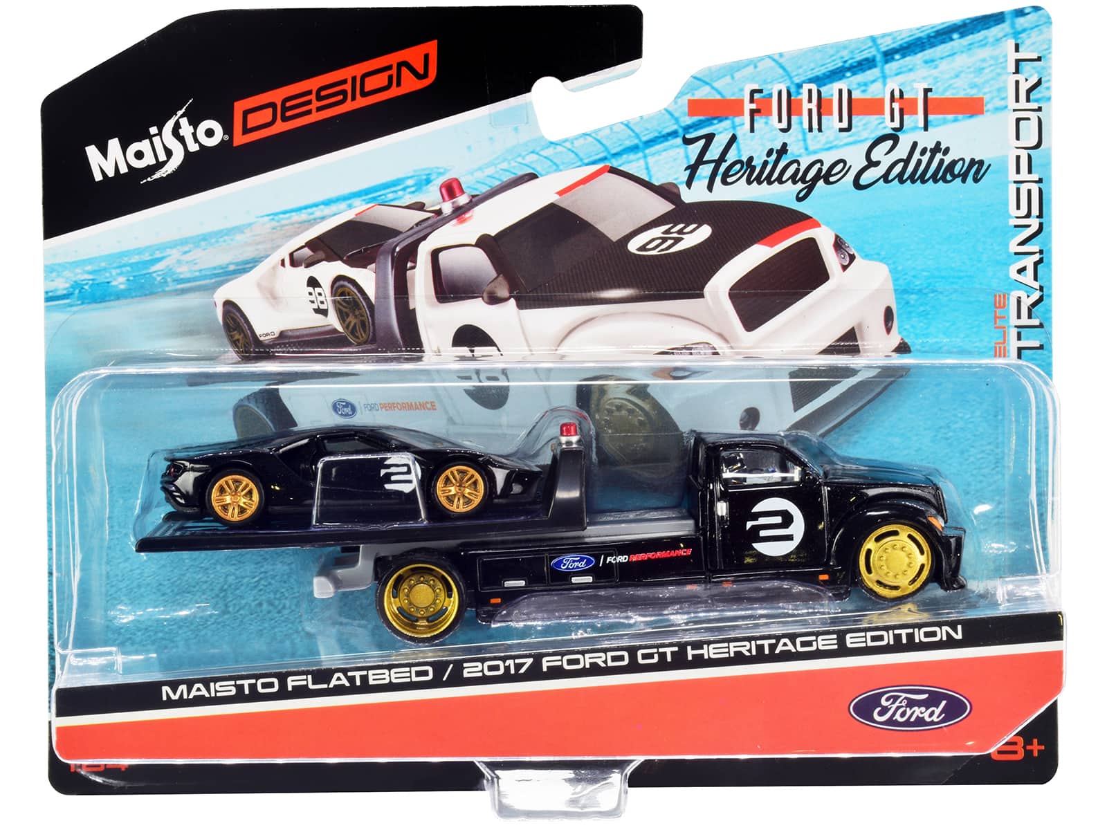 "2017 Ford GT #2 Heritage Edition with Flatbed Truck Black ""Elite Transport"" Series 1/64 Diecast Model Cars by Maisto" price history on PriceWatchPro