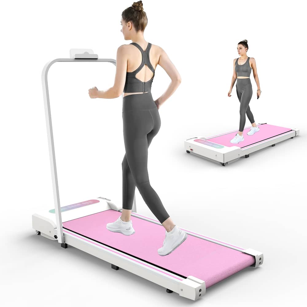 ELEMENT ACE - 2-in-1 Under Desk Treadmill Walking Pad - Portable Walking Jogging Machine for Home Office Use - Pink