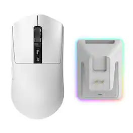 PO3TICJUNKI3 - Ex1 Lightweight Gaming Mouse | 26k With Oled Display 59g Ultra- Design Rgb Charging Dock Tri-mode Connectiv - Wired - White