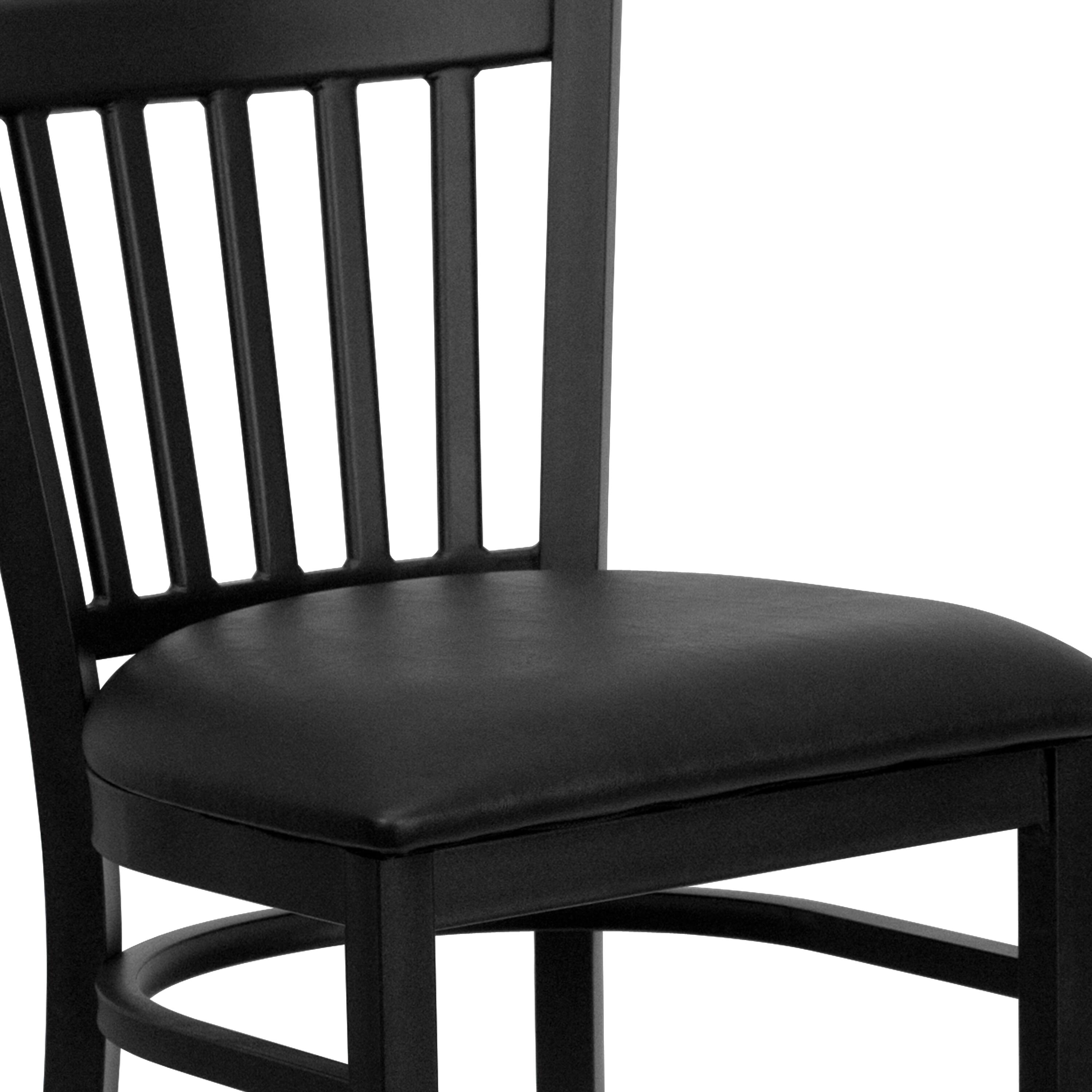 Alt View 10. Emma + Oliver - Vertical Back Metal Restaurant Dining Barstool - Black Vinyl Seat/Black Metal Frame.