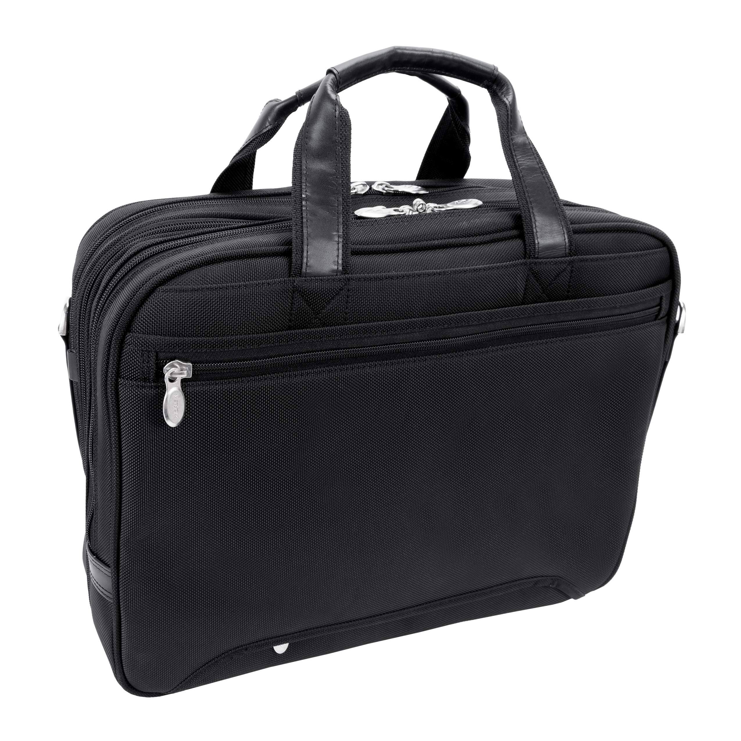 Alt View 5. McKleinUSA - 17-Inch Expandable Laptop Briefcase Double Compartment Ballistic Nylon Zippered Front Pockets Travel Office - Black.