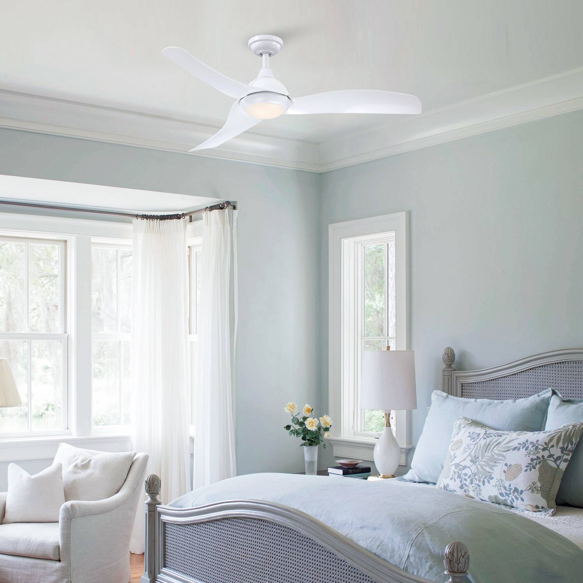 Angle. Parrot Uncle - 52 in. Modern Propeller Integrated LED White Ceiling Fan with Light and Remote - White.