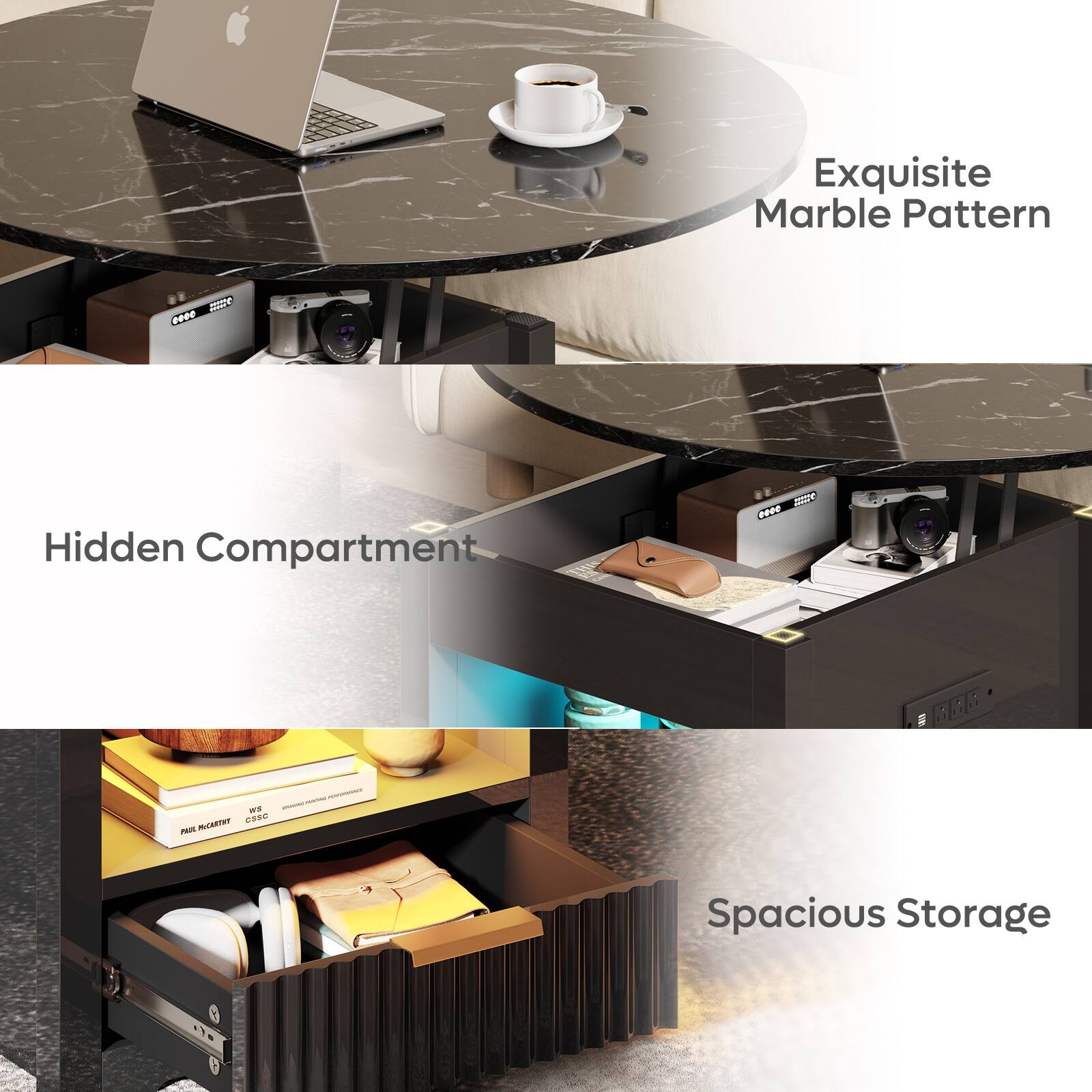 Exquisite Marble Pattern - Hidden Compartment - Spacious Storage