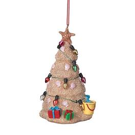 Ganz - Sand Beach Christmas Tree with Starfish Star Hanging Resin Christmas Ornament 4.25 inch - Tan