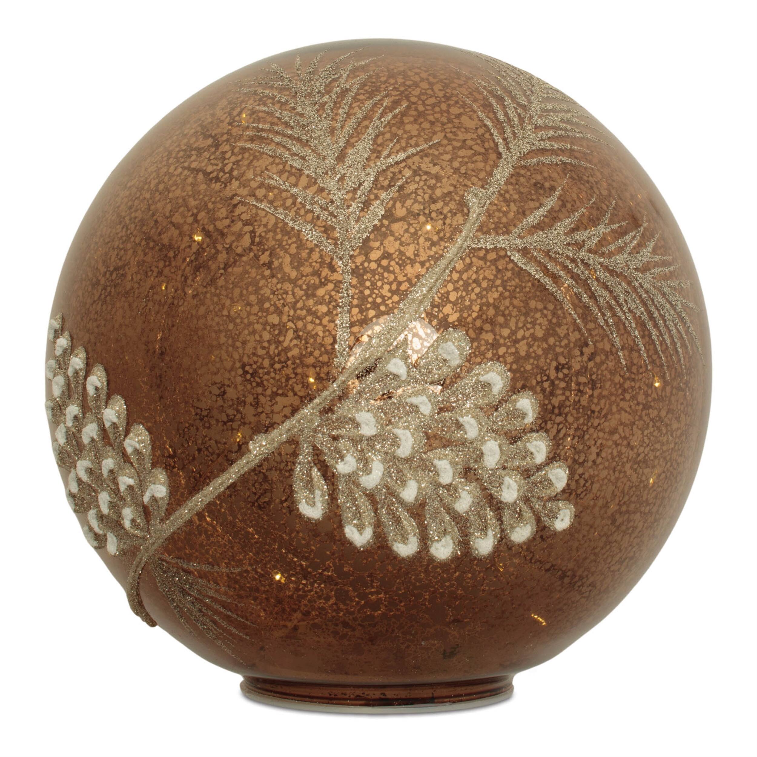 Left. BreeBe - LED Pinecone Globe (Set of 2) - Brown, Gray.