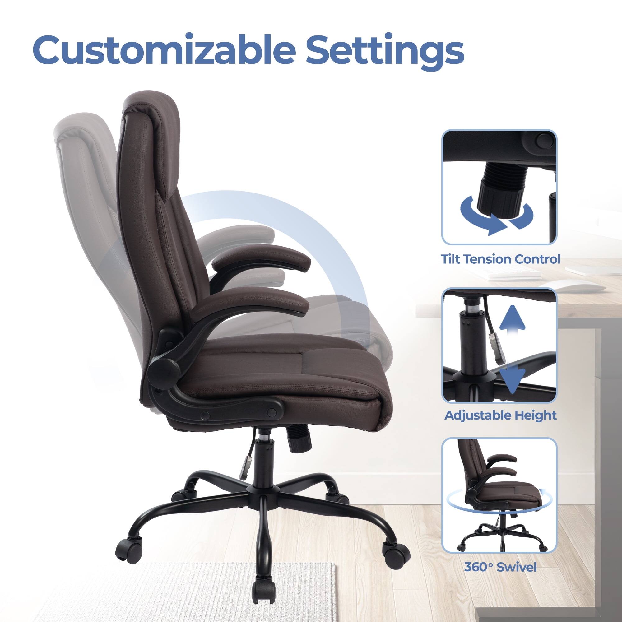 Customizable Settings

- Tilt Tension Control
- Adjustable Height
- 360° Swivel