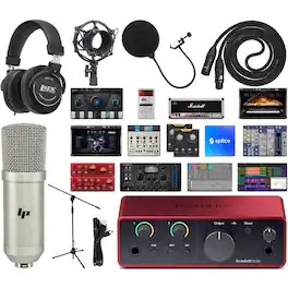 Focusrite - Scarlett Solo 4th-Gen USB-C Audio Interface Studio Bundle – Mic, Headphones & Software Kit