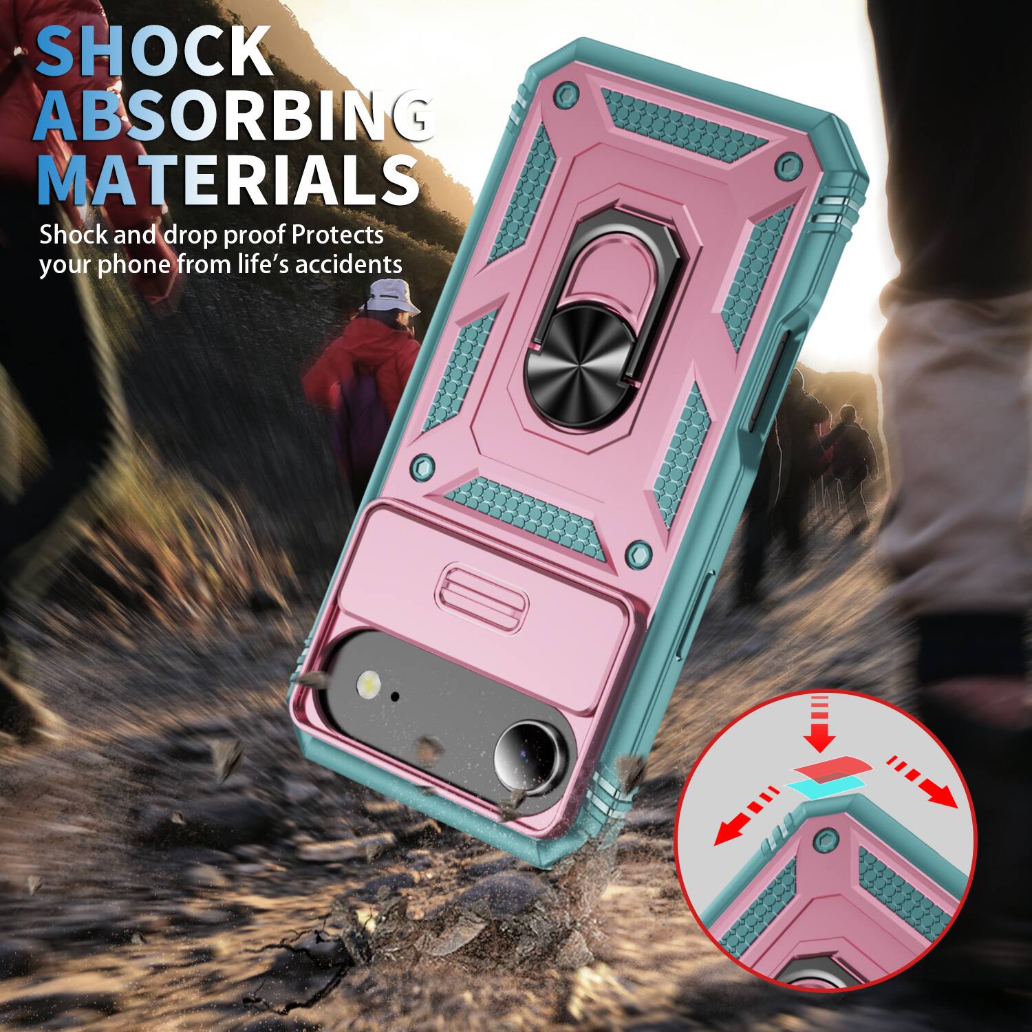 SHOCK ABSORBING MATERIALS  
Shock and drop proof  
Protects your phone from life's accidents