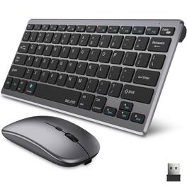 Delton - N35 Portable/Travel/Small Wireless Keyboard and Mouse Combo, Silver (DKMKITMIN35-WB) - Black