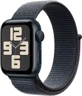 Refurbished Excellent - Apple Watch SE 2nd Generation (GPS) 40mm Aluminum Case with Ink Sport Loop - Midnight - (2024)
