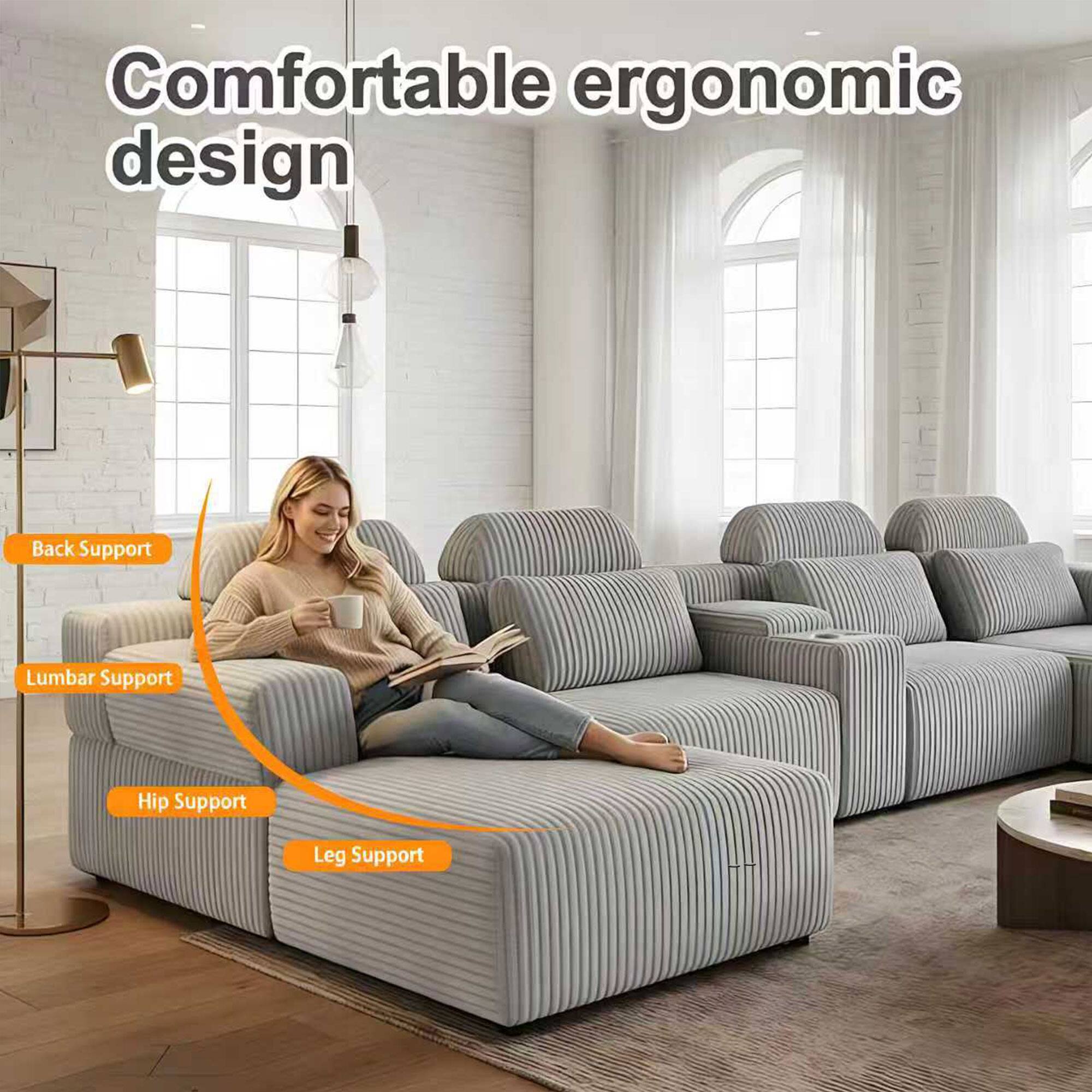 Comfortable ergonomic design

- Back Support
- Lumbar Support
- Hip Support
- Leg Support