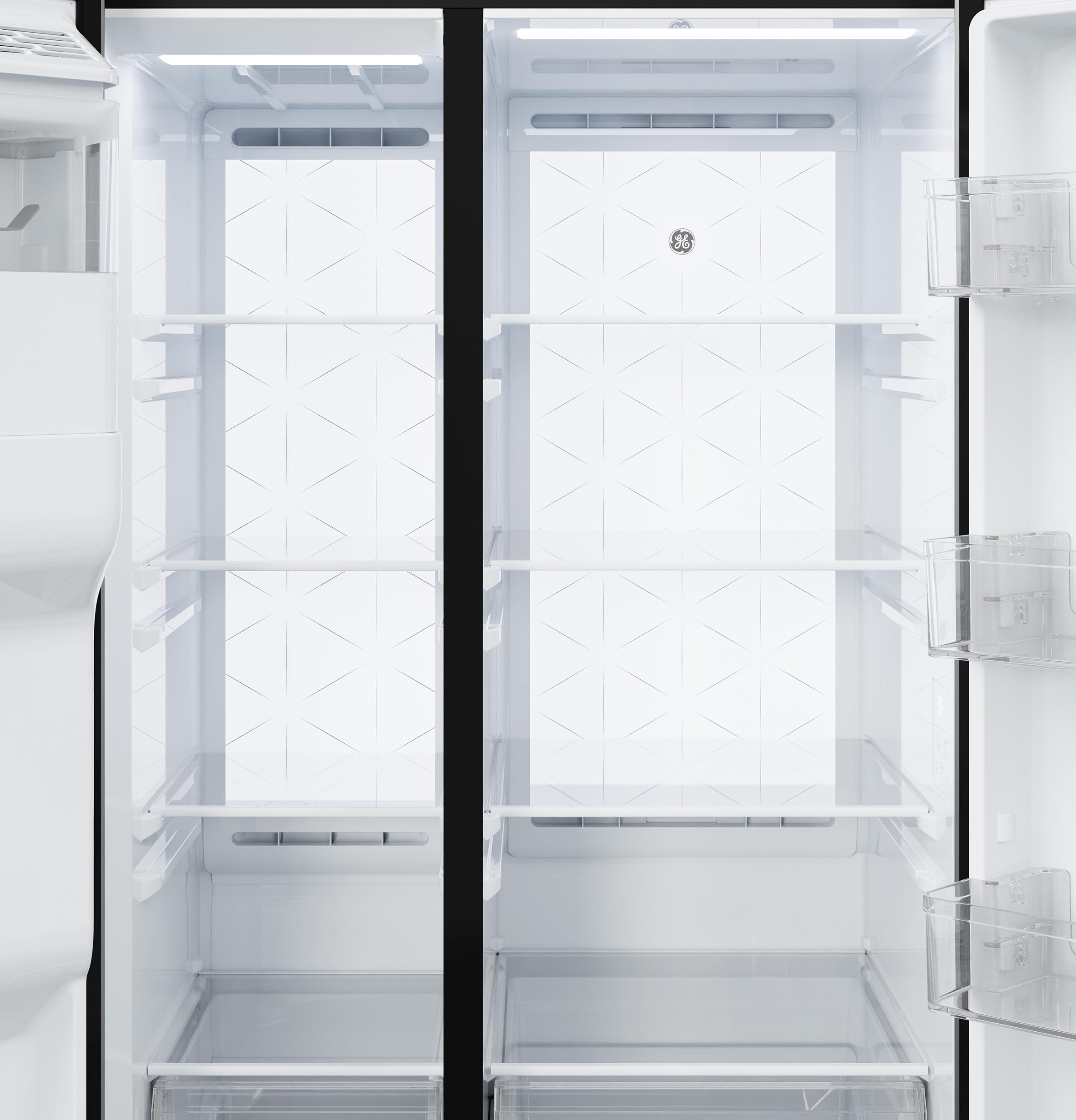 Alt View 29. GE - 36 in. Wide 23.5 Cu. Ft. Smart Counter-Depth Side-By-Side Refrigerator with LED Light Walls and Extra Tall Dispenser - Stainless Steel.
