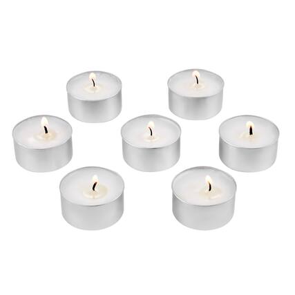 Front. VEVOR - 200 Pack Unscented Tea Lights Candles 6.5 Hours Long Burning Smokeless Tealight Candles, Dripless with Aluminum Cups - White.