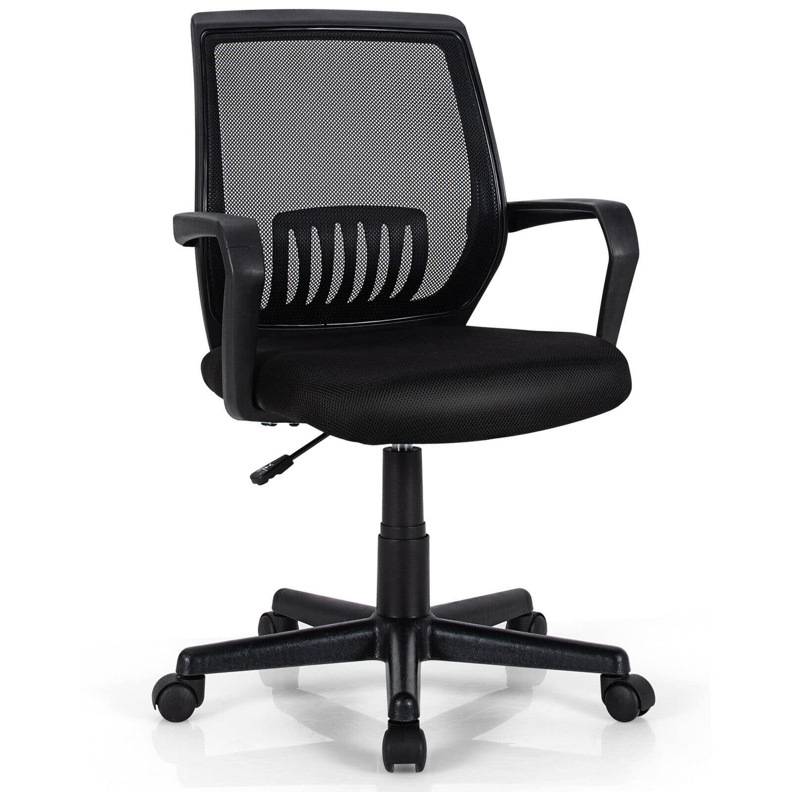 WELLFOR - Mid-Back Mesh Height Adjustable Executive Chair with Lumbar Support - Black