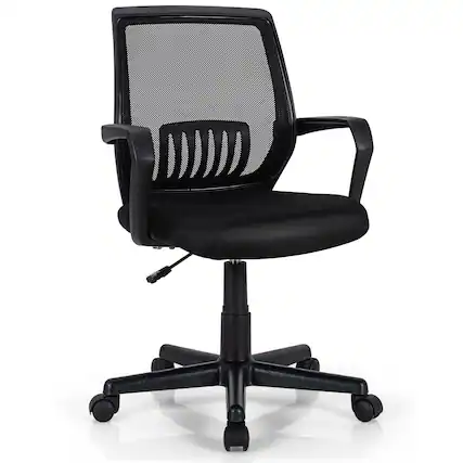 Front. Ecooso - Office Chair Mid-Back Mesh Adjustable Executive Task Chair with Lumbar Support - Black.