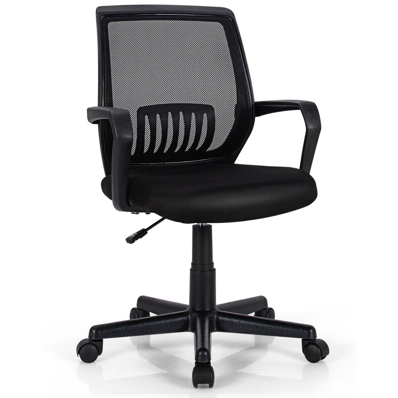 Front. Ecooso - Office Chair Mid-Back Mesh Adjustable Executive Task Chair with Lumbar Support - Black.