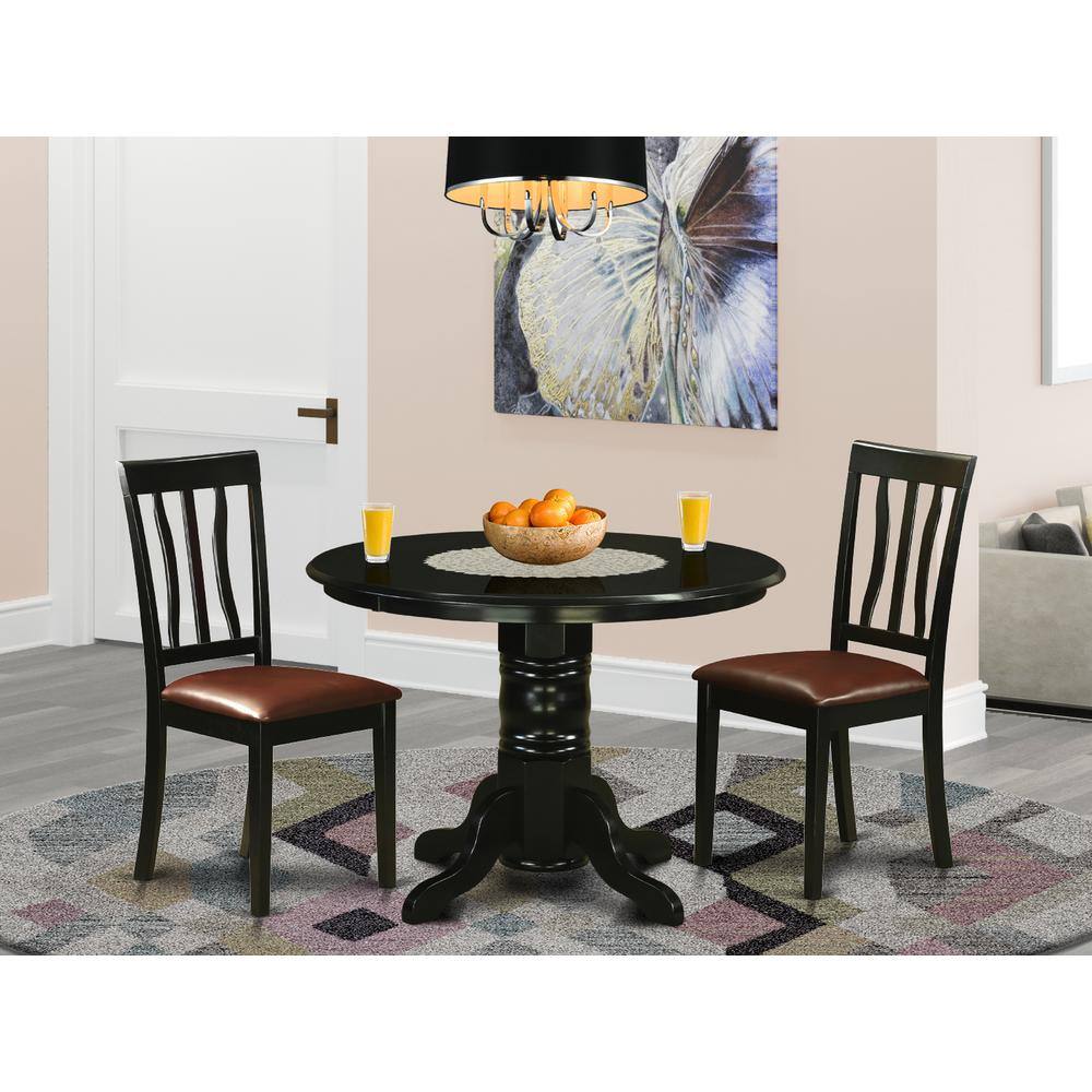 Back. East West Furniture - 3 Pcsmall Kitchen Table set for 2-Small Kitchen Table and 2 Kitchen Chairs - Black.