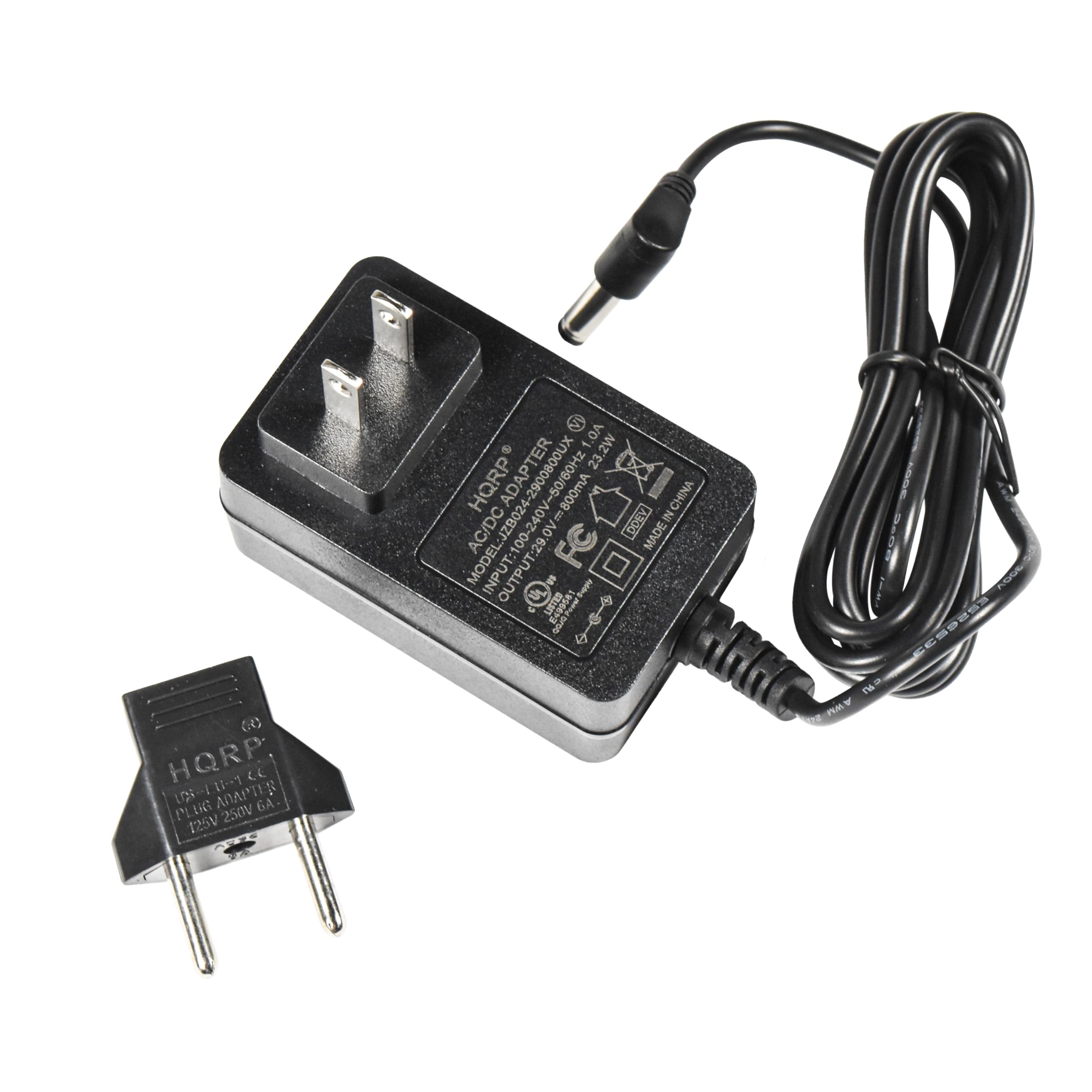 HQRP 11-1 LL LA -1 ADAPTER PLUG 250V 6A 125V  
MODEL: JZB024-2900800UX  
ADAPTER 23  
125V 250V 6A  
MADE IN CHINA  
INPUT: 100-240V~ 50/60Hz 800mA  
OUTPUT: 29V 1.2A  
AC/DC  
FC  
MODE  
INPUT: 100-240V~ 50/60Hz 800mA  
OUTPUT: 29V 1.2A  
AC/DC  
HQRP  
PLUG ADAPTER  
125V 250V 6A