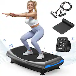 MERACH - 4D Vibration Plate Exercise Machine 7-in-1 4D with Glide, Swing & Massage, Whole Body Workout Sculpting Platform - Black