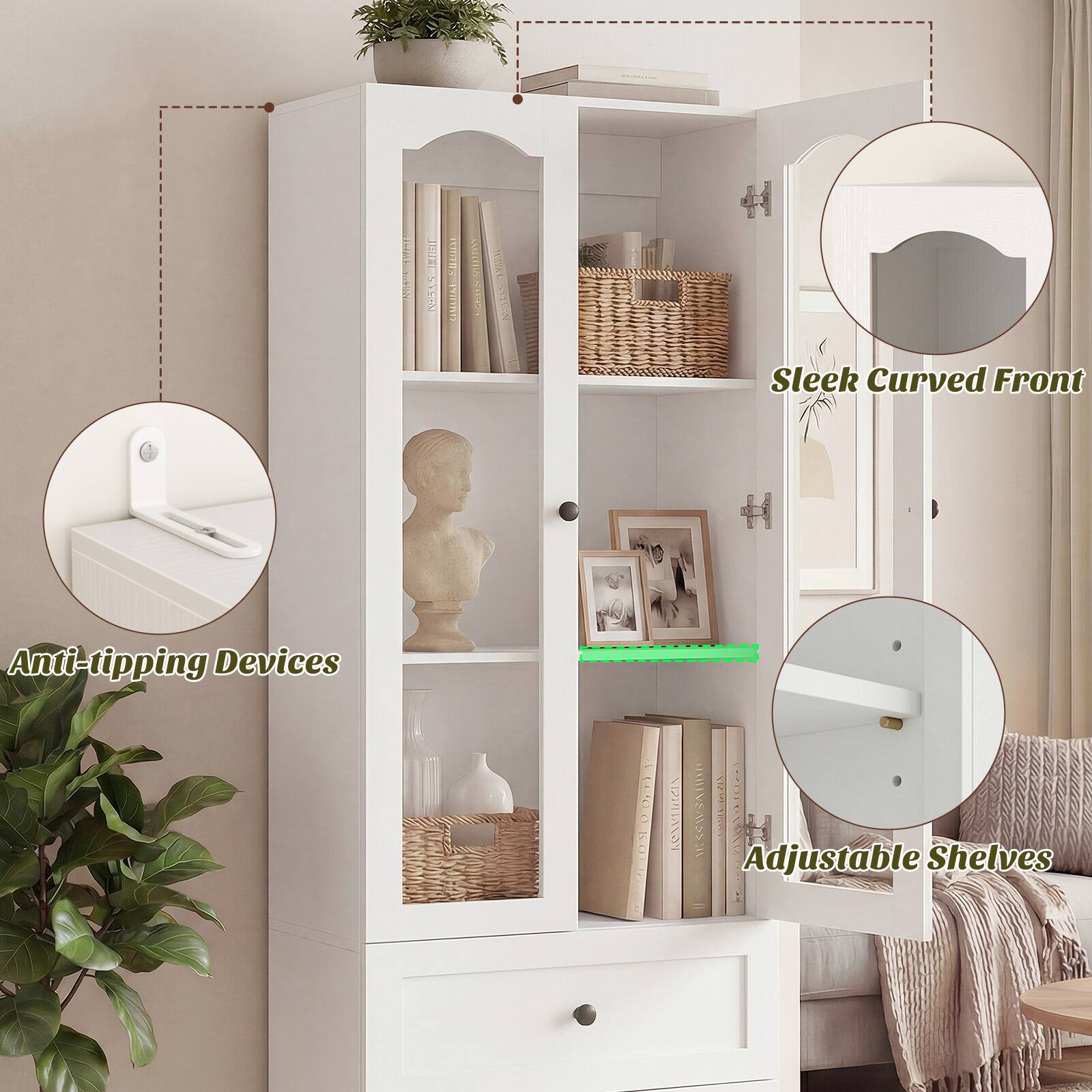 PEZ WOKE AAL Sleek Curved Front Anti-tipping Devices Adjustable Shelves