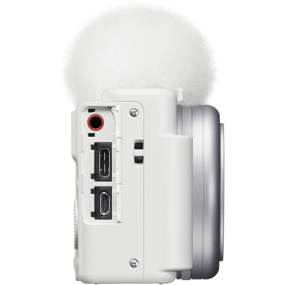 Alt View 4. Sony - Sony ZV-1F Vlogging Camera Bundle (White) (ZV1F/W) + 64GB Card + Camera Bag - White.