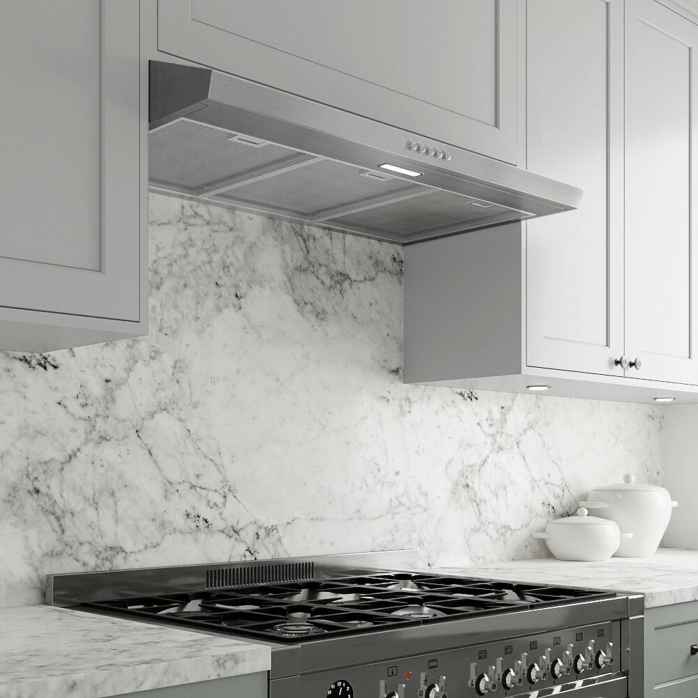 Back. Streamline - 36 in. Arezzo Convertible Undermount 80 CFM Range Hood, Mesh Filters, Push Button Control, LED Light - Brushed Stainless Steel.