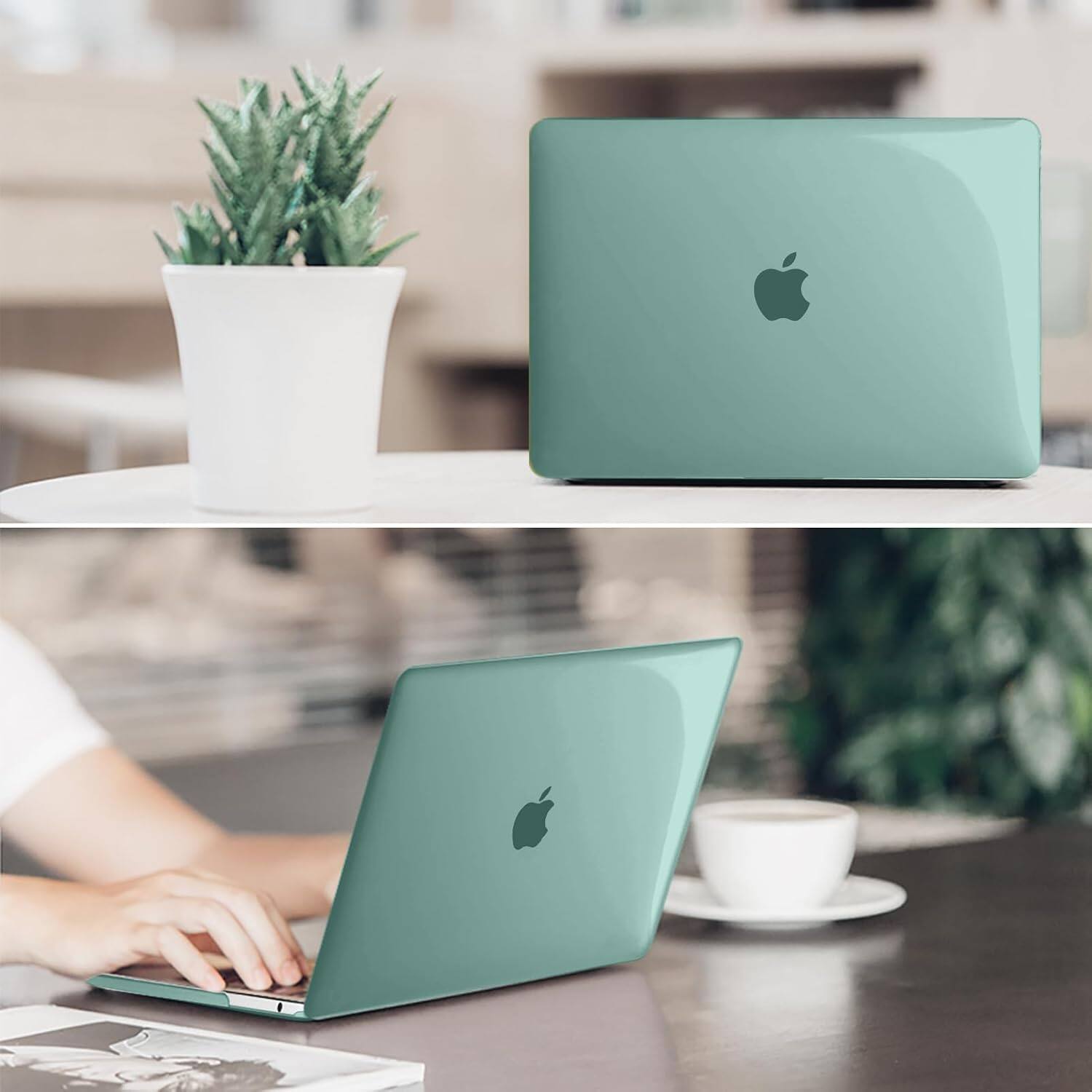 Alt View 3. Fintie - Case for MacBook Pro 13 Inch A2338 A2251 A2289 A2159 A1989 A1706 A1708 (2016-2023 Release) Snap-On Hard Shell Cover - Midnight Green.