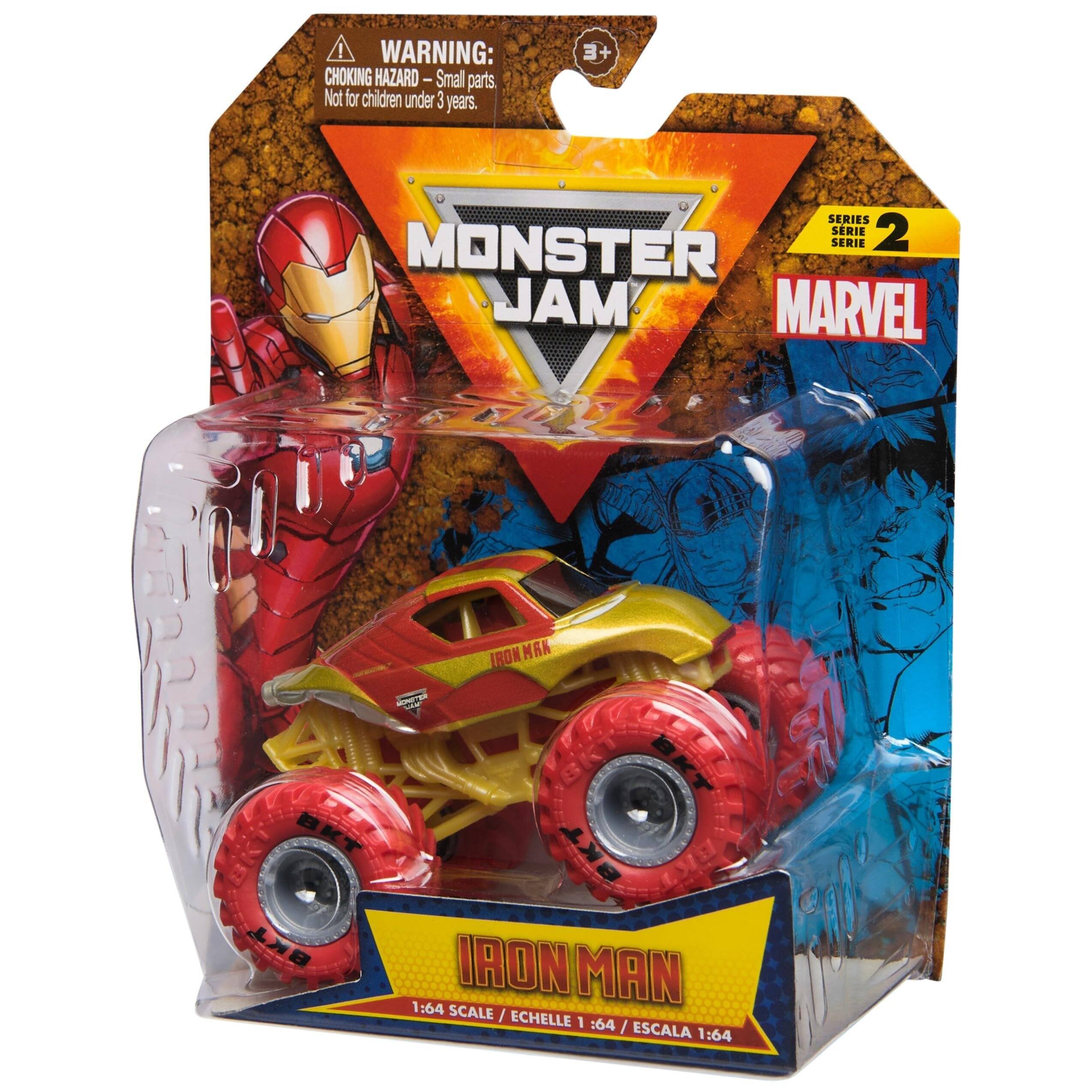 WARNING: CHOKING HAZARD - Small parts. Not for children under 3 years.

3+ SERIES SERIE 2 SERIE MONSTER JAM MARVEL IRON MAN 1:64 SCALE / ECHELLE 1:64 / ESCALA 1:64