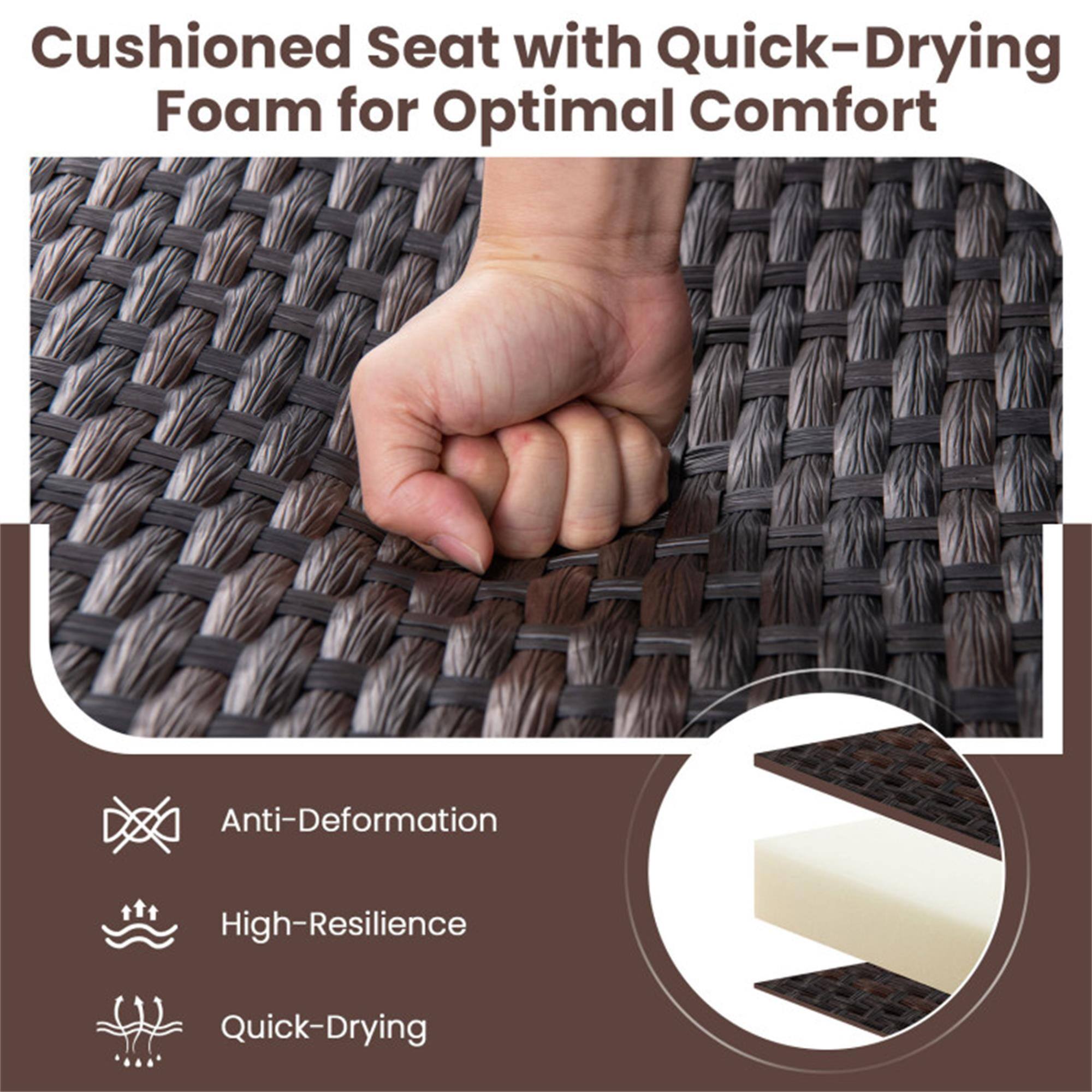 Cushioned Seat with Quick-Drying Foam for Optimal Comfort

- Anti-Deformation
- High-Resilience
- Quick-Drying