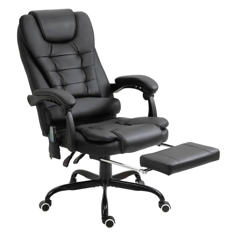 Alt View 2. HTUTWOO - 7-Point Vibrating Massage Office Chair, with Retractable Footrest, Adjustable Height,PU Leather, for Home Office, Study - Black.