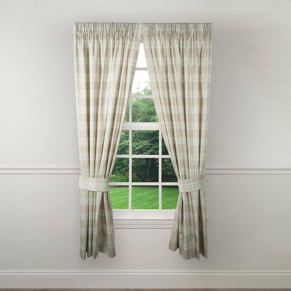 Angle. Ellis Curtain - Ellis Curtain Bartlett Unlined 2-Piece Window Curtain Tailored Panels Pair with Ties - 90x84 Natural - Natural.