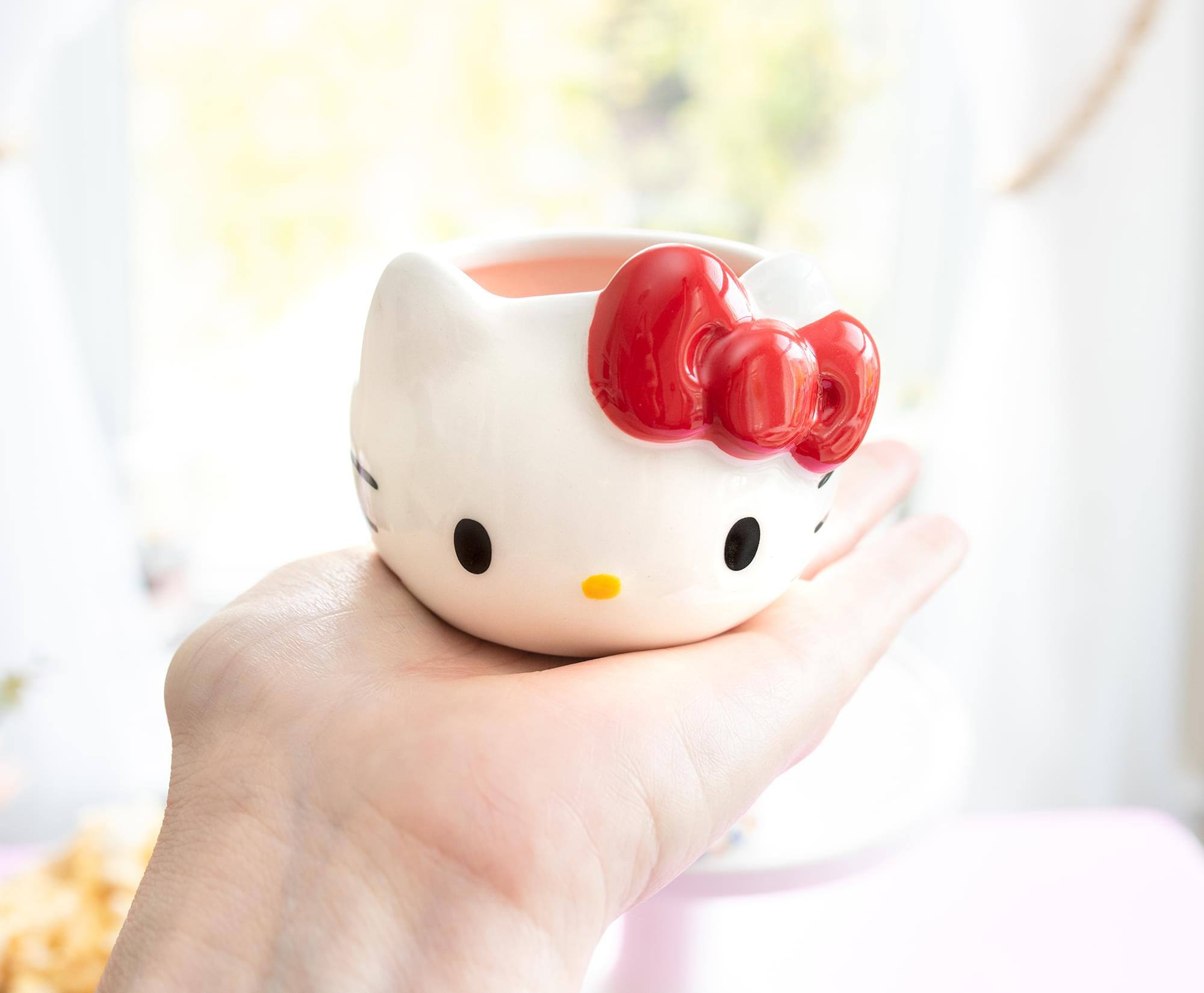 Alt View 2. Silver Buffalo - Sanrio Hello Kitty Red Bow Sculpted Ceramic Mini Mug | Holds 3 Ounces - Red.