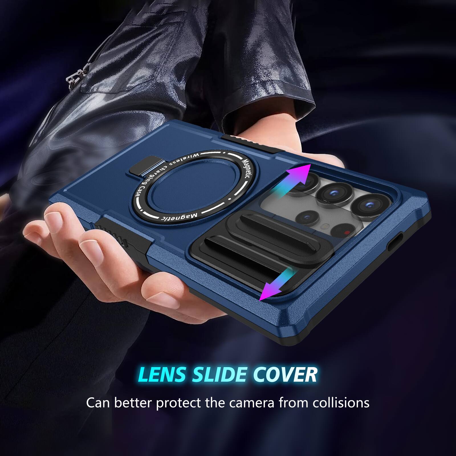 Wireless charging Case Magnetic LENS SLIDE COVER Can better protect the camera from collisions