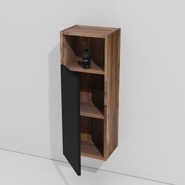 Boyel Living - Black Walnut Bathroom Floating Side Cabinet Wall Mounted Storage Cabinet for Small Space - Black+Dark Walnut