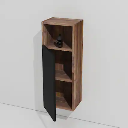 Front. Boyel Living - Black Walnut Bathroom Floating Side Cabinet Wall Mounted Storage Cabinet for Small Space - Black+Dark Walnut.