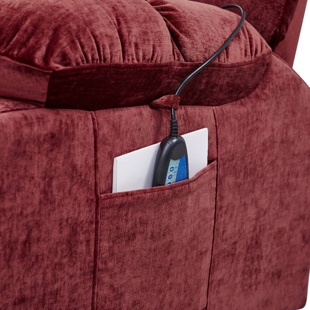 Alt View 4. Ropilly - Ropilly Dual OKIN Motor Power Lift Recliner, Infinite Position Lay Flat Chair with Heat and Vibration Massage - Red.