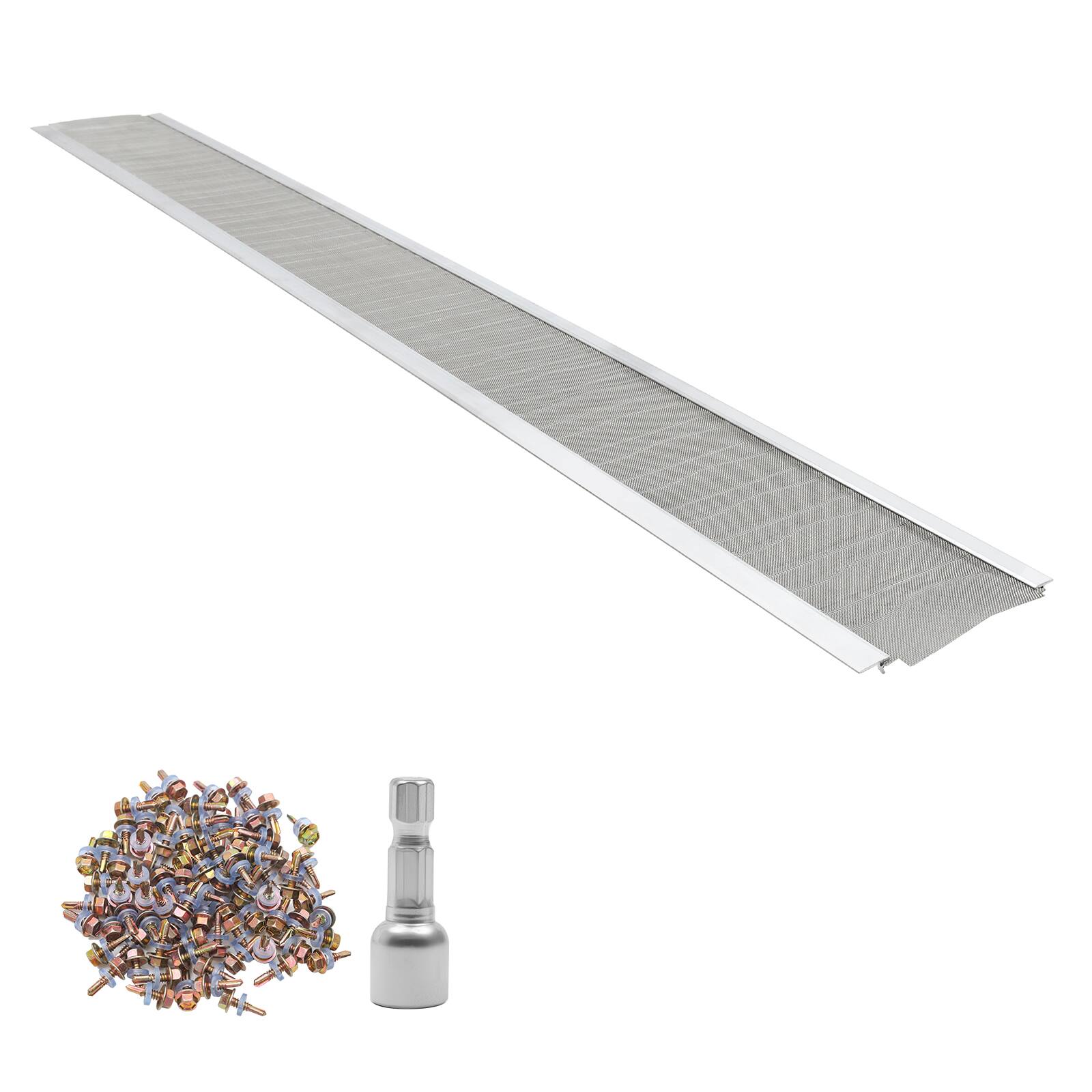 Alt View 5. VEVOR - Gutter Guard,5 in Aluminum Gutter Cover with Stainless Steel Micro Mesh, Heavy-Duty 48ft Length, 0.04in Thick,Leaf Guard - Sliver.